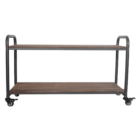H2H 2-Tier Wood Top Metal Frame Cart H2985635